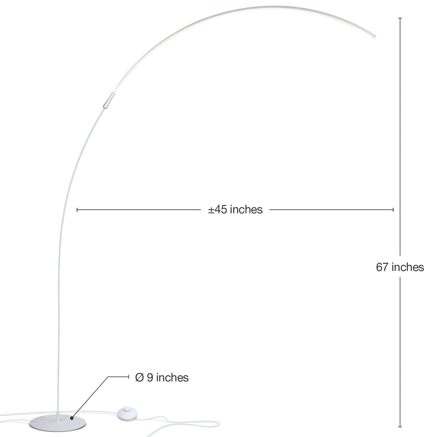 Brightech Sparq Arc Modern Home 67" Tall Arch LED Floor Lamp, Silver (Open Box)