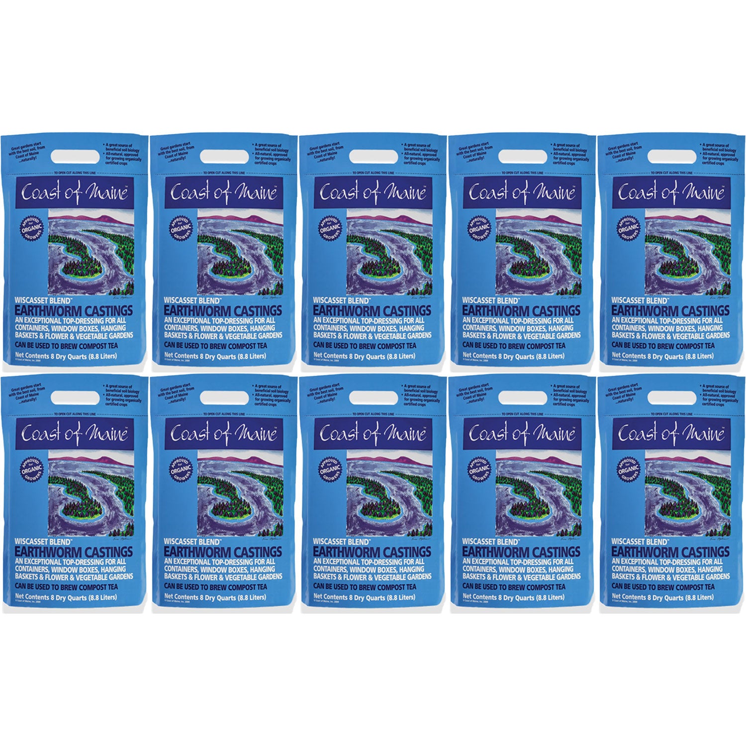 Coast of Maine Wiscasset Blend Earthworm Potting Soil, 8 Qt Bag (10 Pack) - VMInnovations