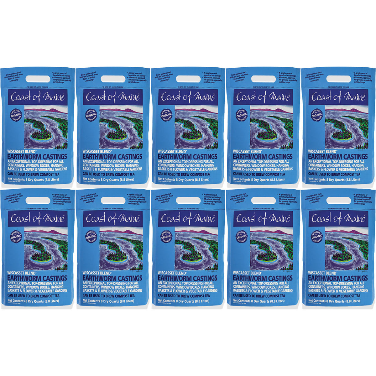 Coast of Maine Wiscasset Blend Earthworm Potting Soil, 8 Qt Bag (10 Pack)