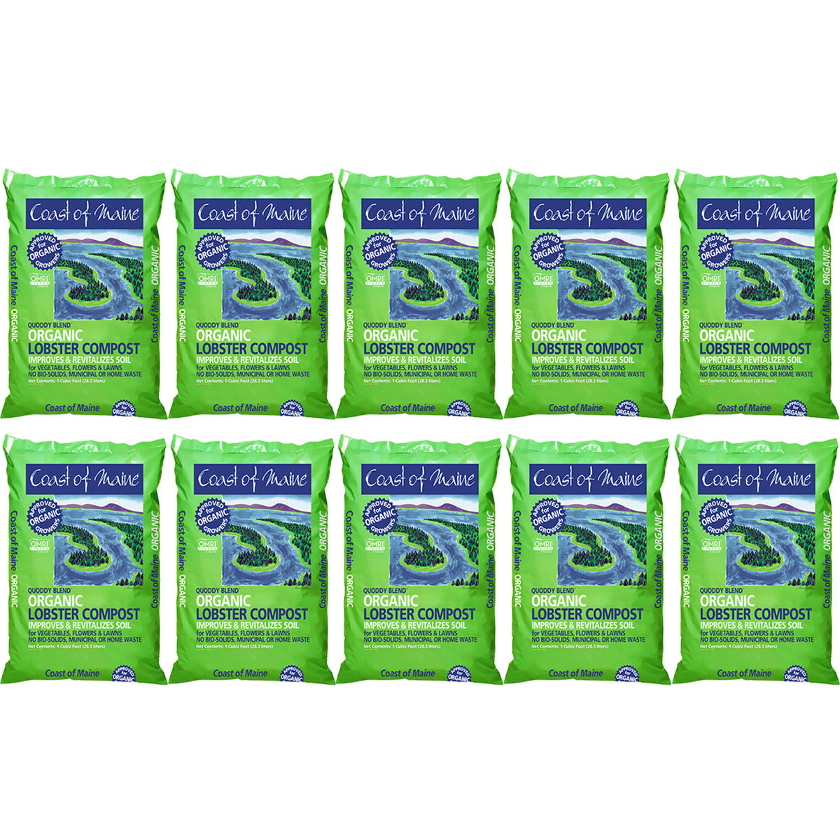 Coast of Maine Quoddy Blend Lobster Compost Plant Soil, 1 Cubic Foot (10 Pack)
