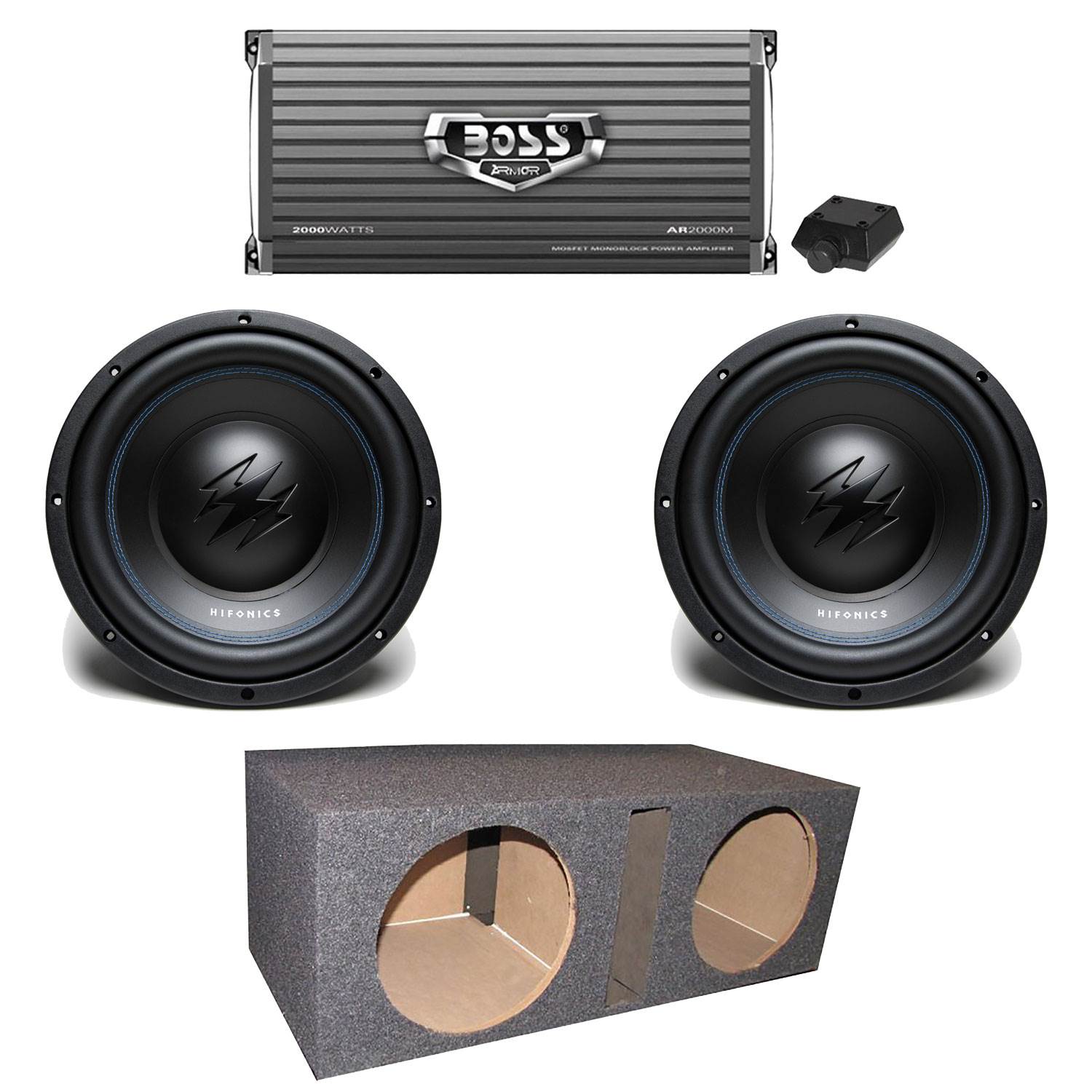 Hifonics 10 Inch Subwoofer (2 Pack) + Complete Installation Kit and Accessories