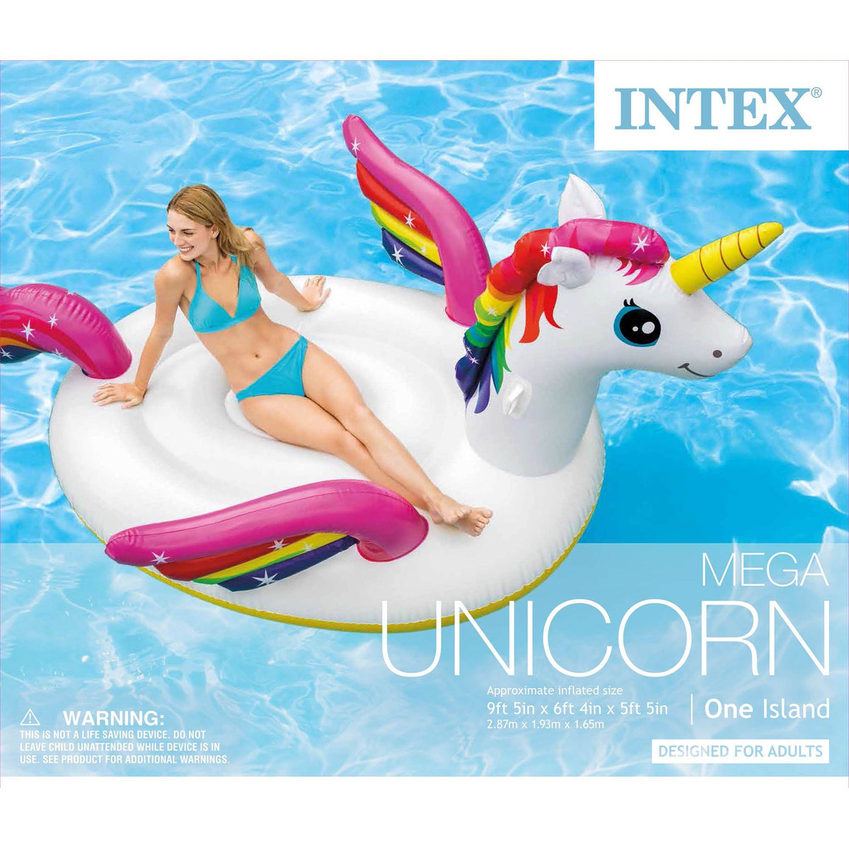 Intex Giant Inflatable Magical Mega Unicorn Island Ride On Pool Float (2 Pack)