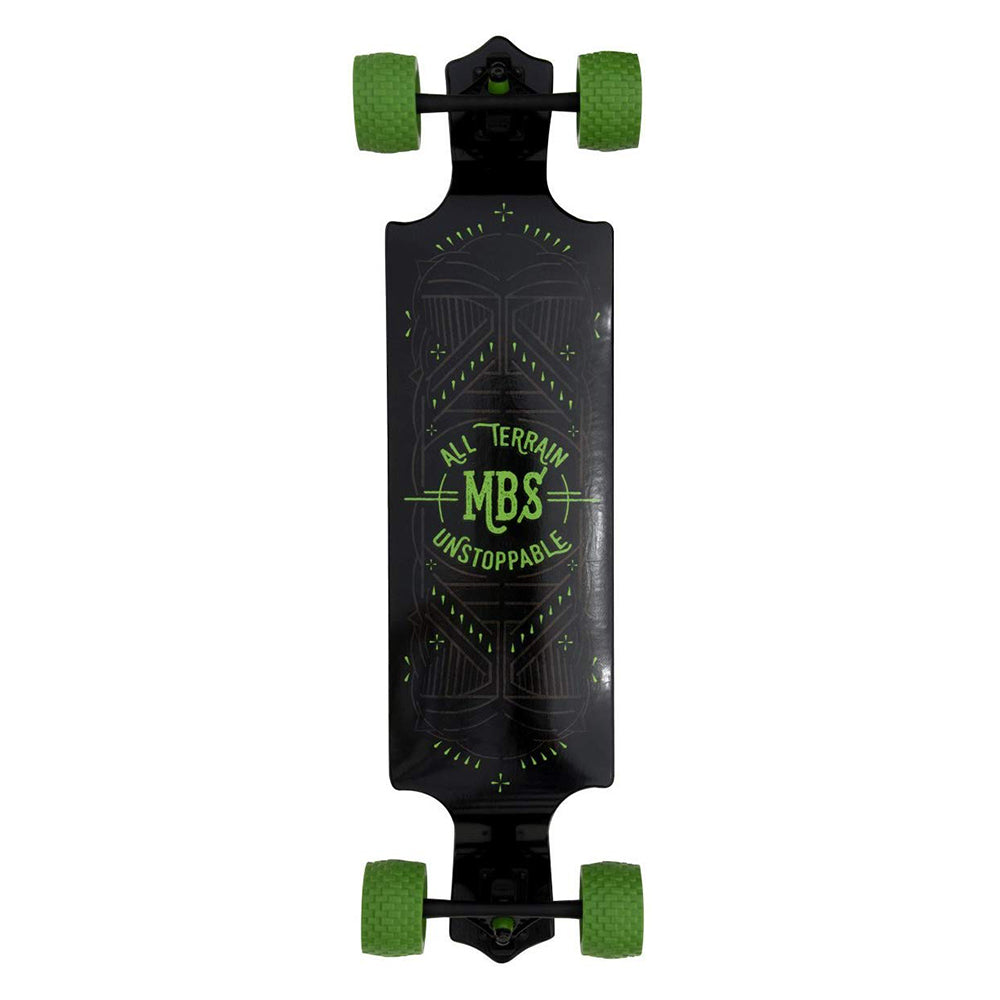 MBS All-Terrain Drop Deck 39 Inch Longboard Skateboard, Black Green (Open Box)