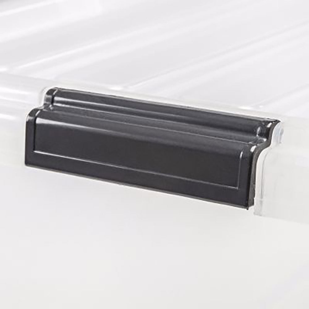 IRIS Medium 44 Qt Buckle Down Snap Handle Storage Caddy Bin Tote w/ Lid, Clear
