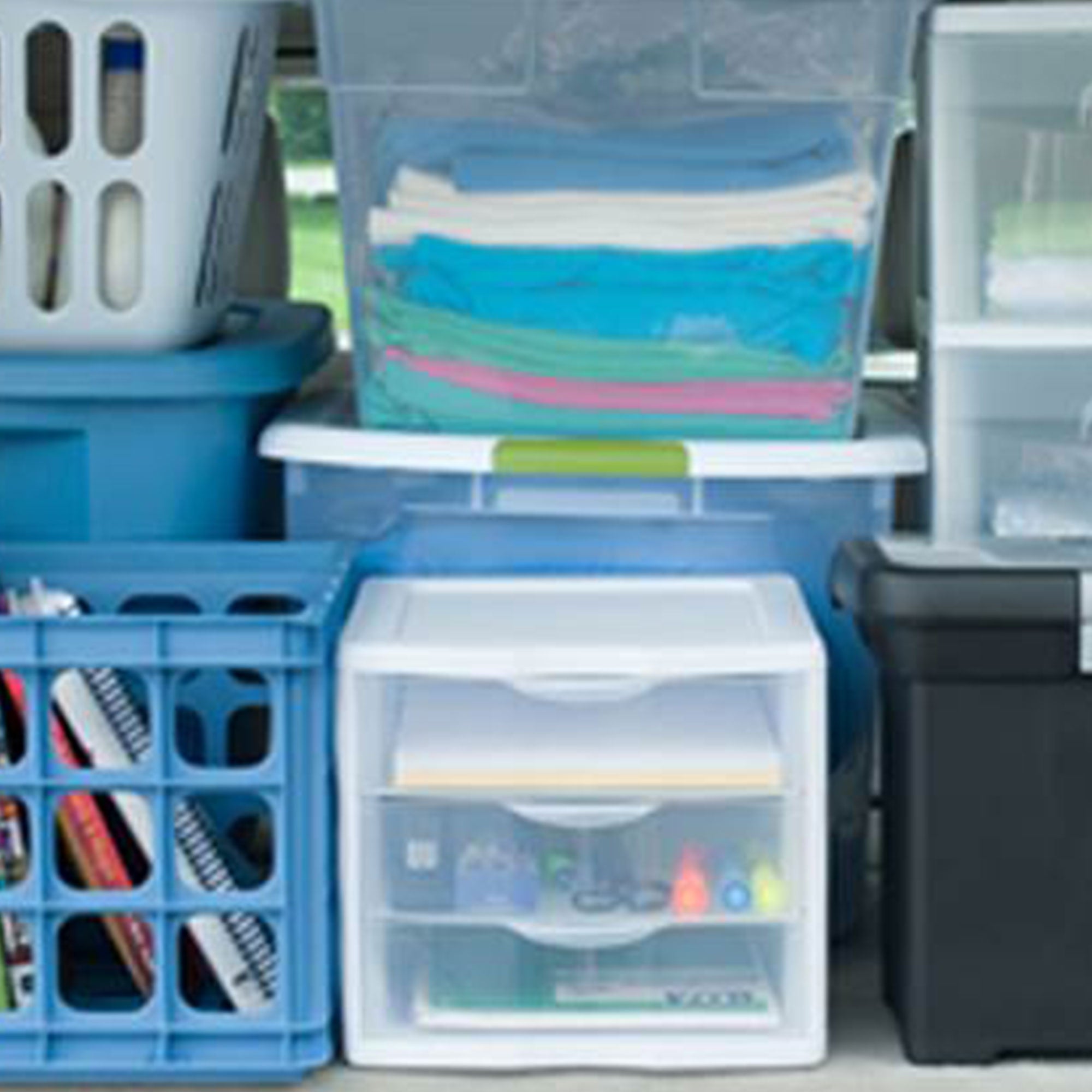 Sterilite ClearView Compact Stacking 3 Drawer Storage Organizer System, 24 Pack - VMInnovations