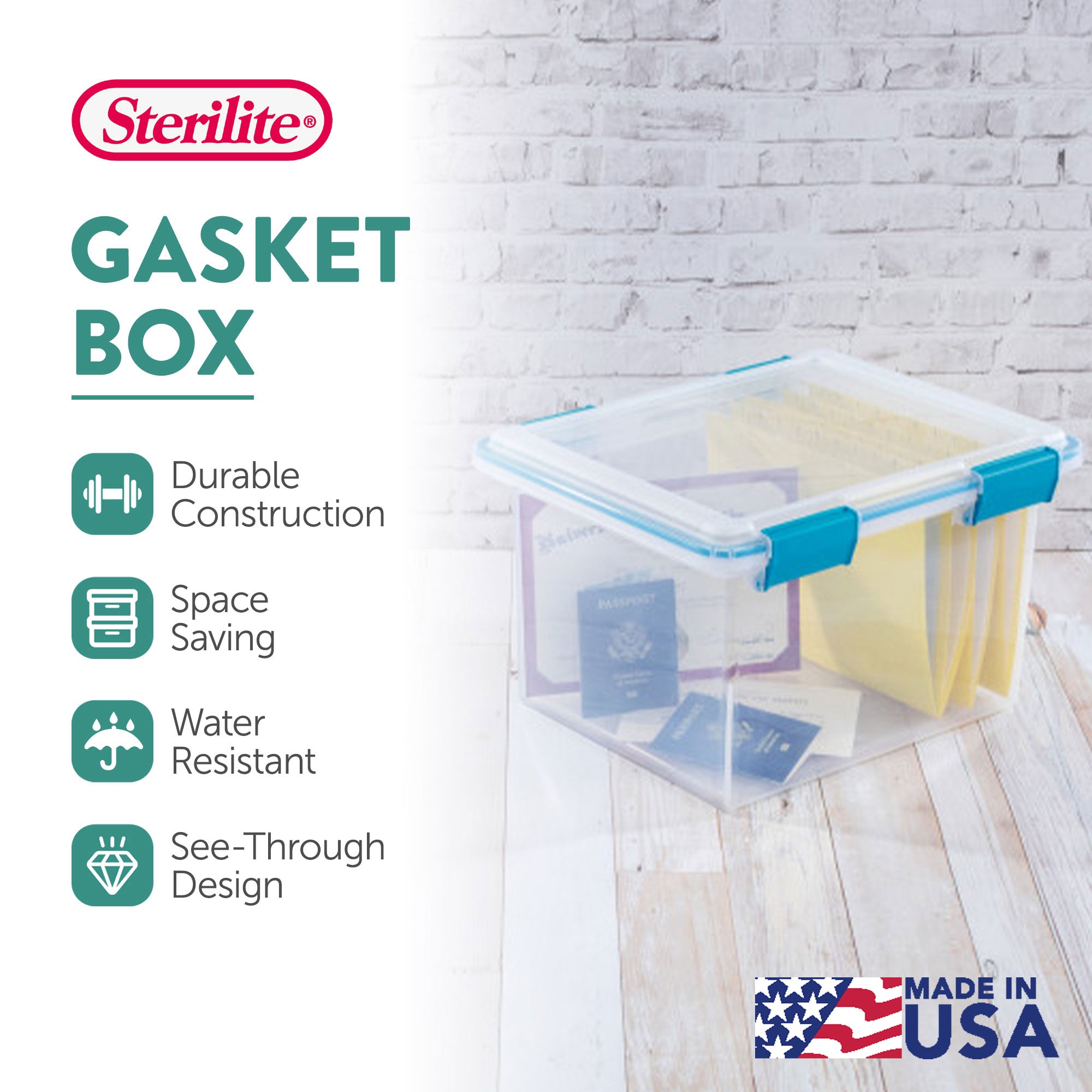 Sterilite 32 Quart Clear Stacking Storage Container with Gasket Lid, 12 Pack
