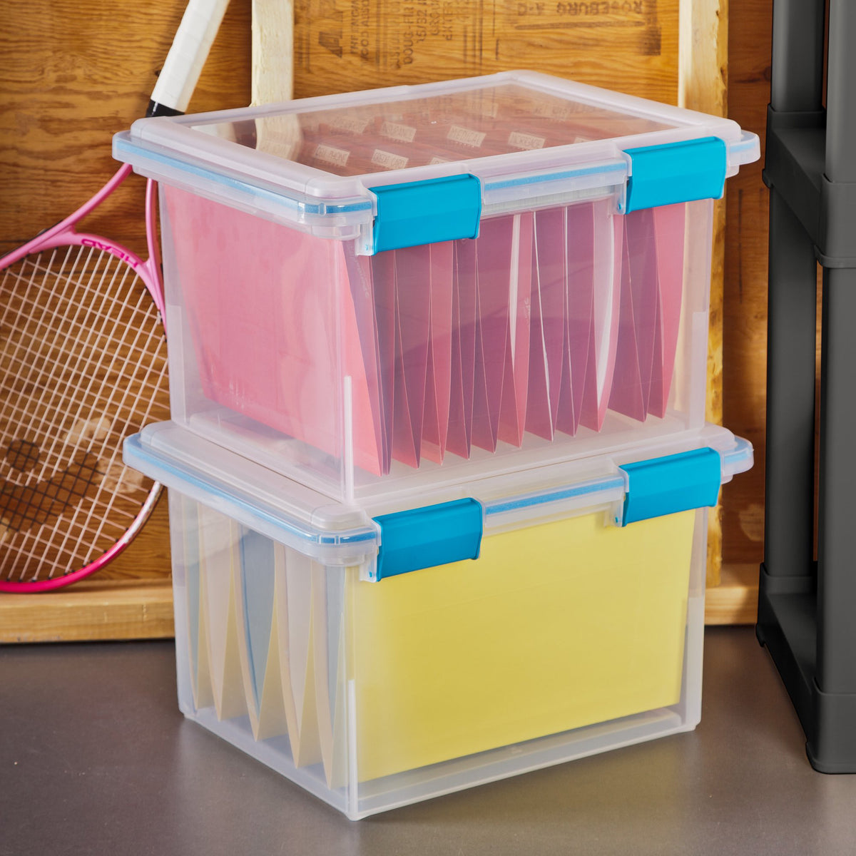 Sterilite 32 Quart Clear Stacking Storage Container with Gasket Lid, 24 Pack