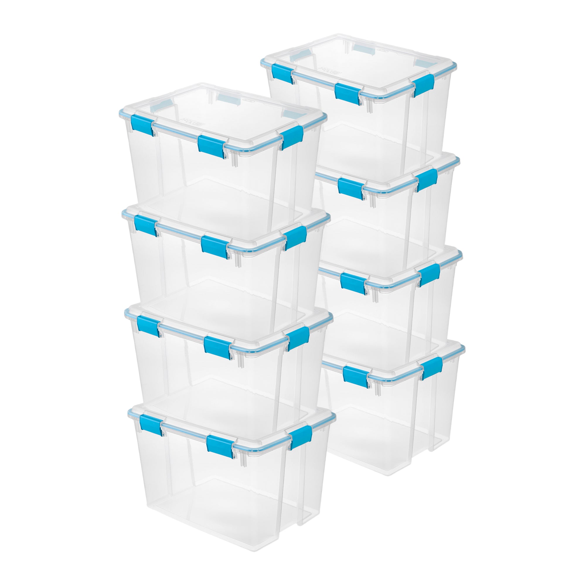 Sterilite 80-Qt Clear Plastic Stackable Storage Bin w/ Gasket Latch Lid, 8 Pack - VMInnovations