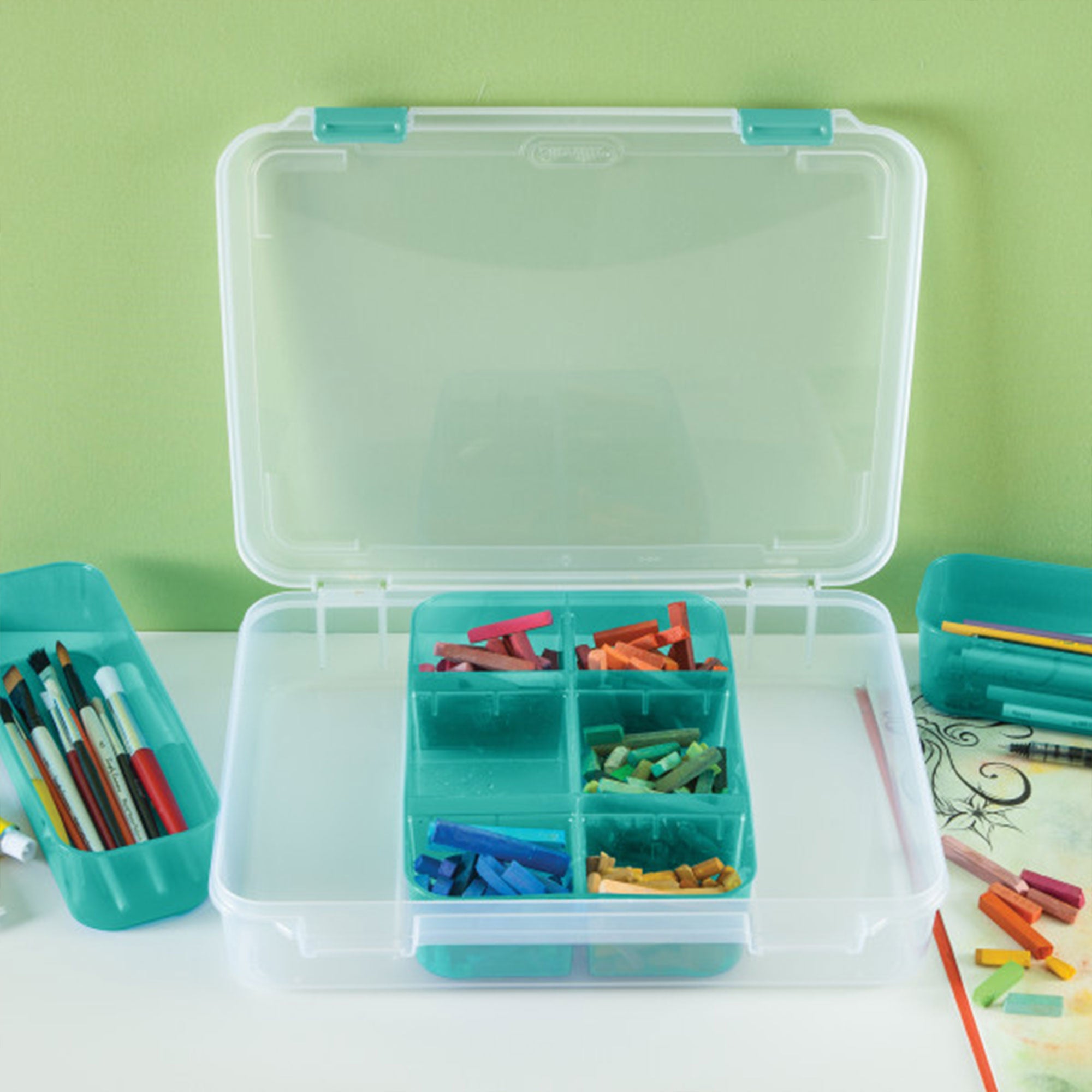 Sterilite Divided Case Stackable Plastic Small Storage Lidded Container, 18 Pack - VMInnovations