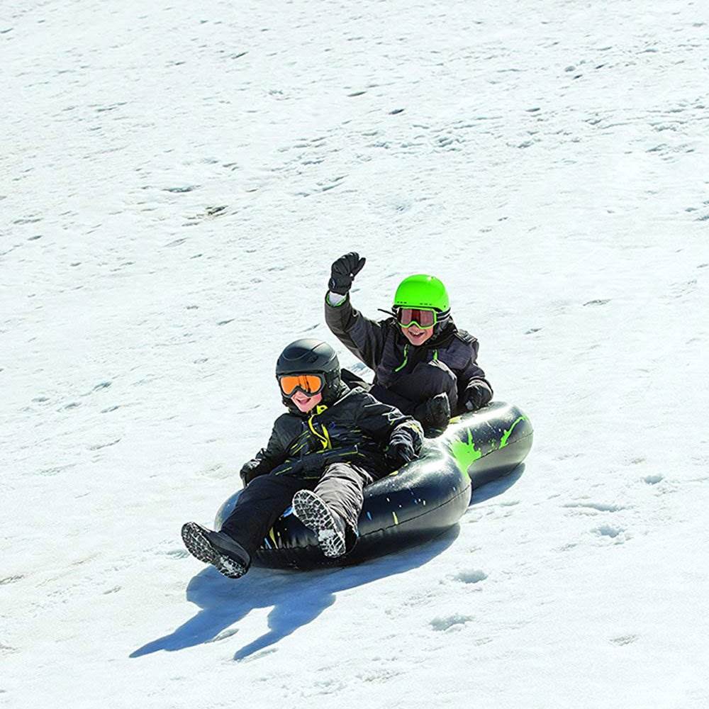 H2OGO! Frost Blitz Inflatable Durable Kids Double 2 Seat Snow Tube Sled, Black