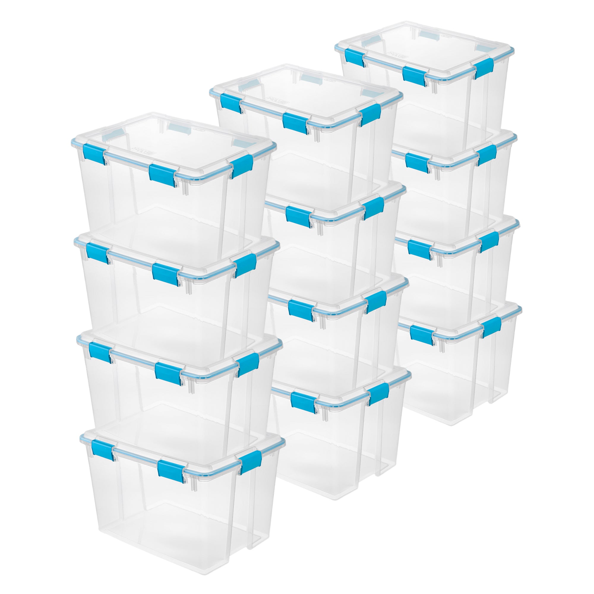 Sterilite 80-Qt Clear Plastic Stackable Storage Bin w/ Gasket Latch Lid, 12 Pack - VMInnovations