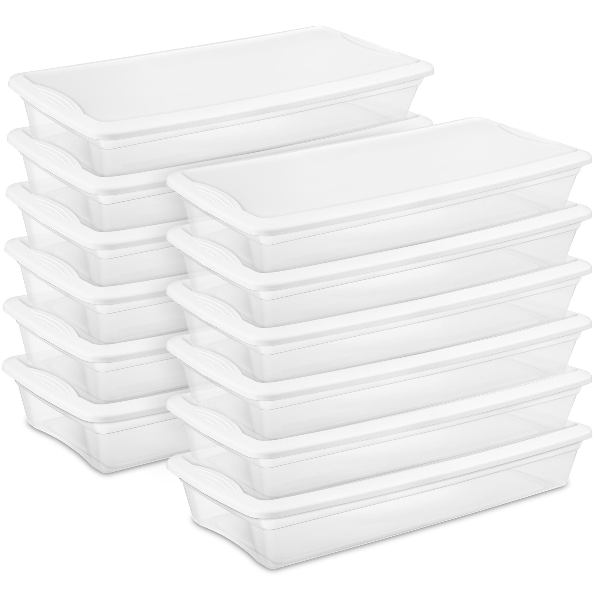 Sterilite 41 Quart Lightweight Under Bed Storage Box Container with Lid, 12 Pack - VMInnovations