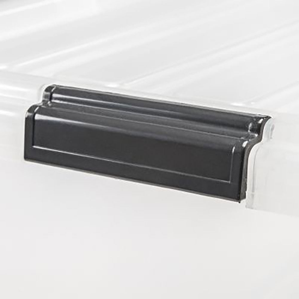 IRIS Large 91 Qt Buckle Down Storage Caddy Bin Tote Container w/ Snap Lid, Clear
