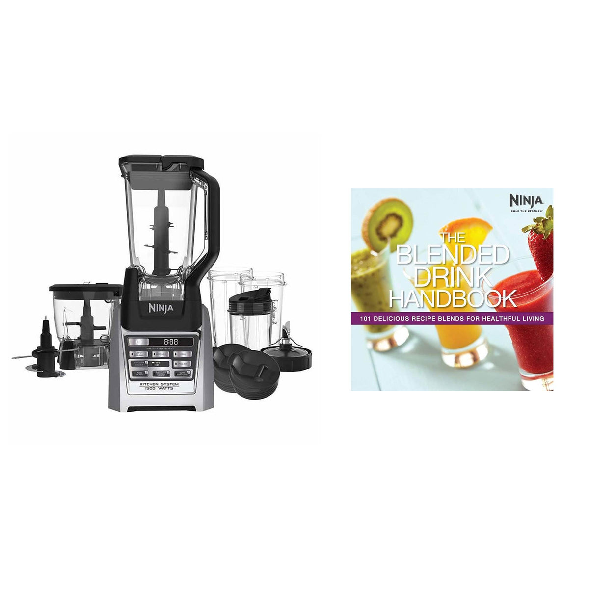 Ninja Auto-iQ Total Boost Food Processor w/ Cups + Healthy Drink Recipe Book
