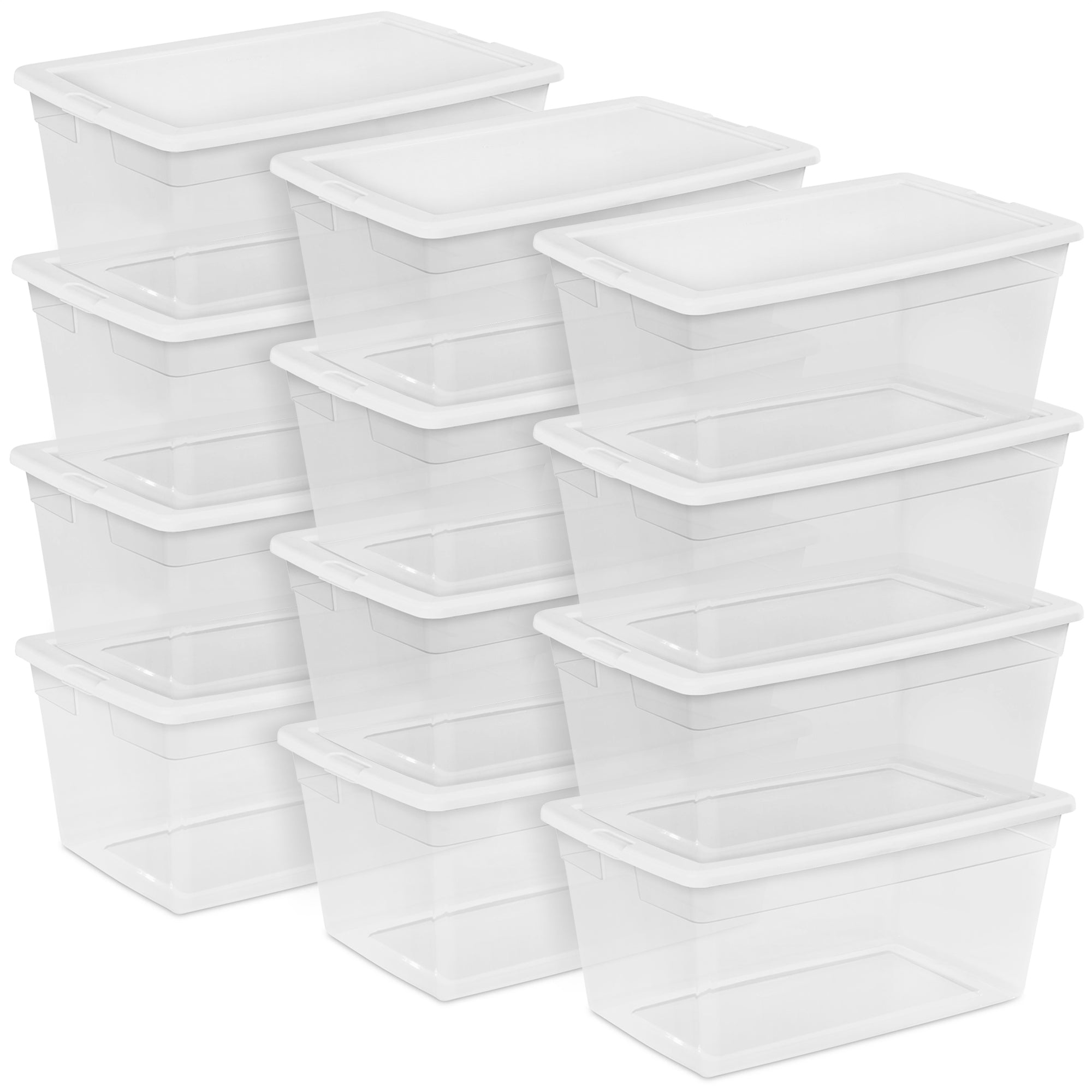 Sterilite 90 Quart Storage Box Container with Clear Base & White Lid, (12 Pack) - VMInnovations
