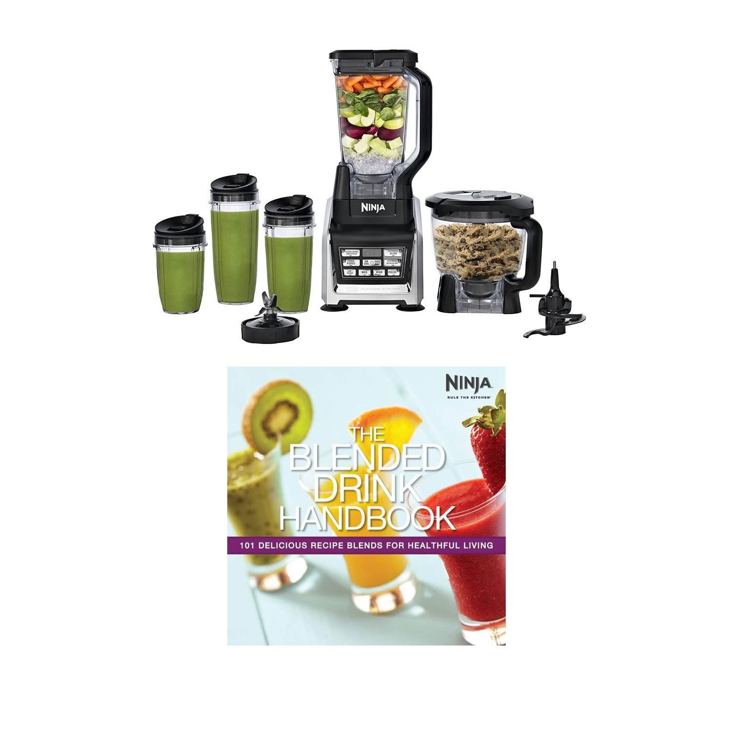 Nutri Ninja 1500W Food Processor Blender System w/ Ninja Blended Drink Handbook