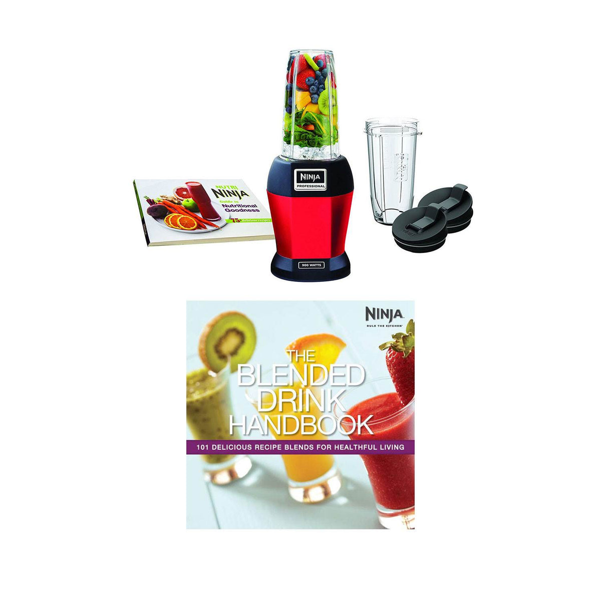 Nutri Ninja 900W Smoothie Blender w/ Ninja Cups + Ninja Blended Drink Handbook