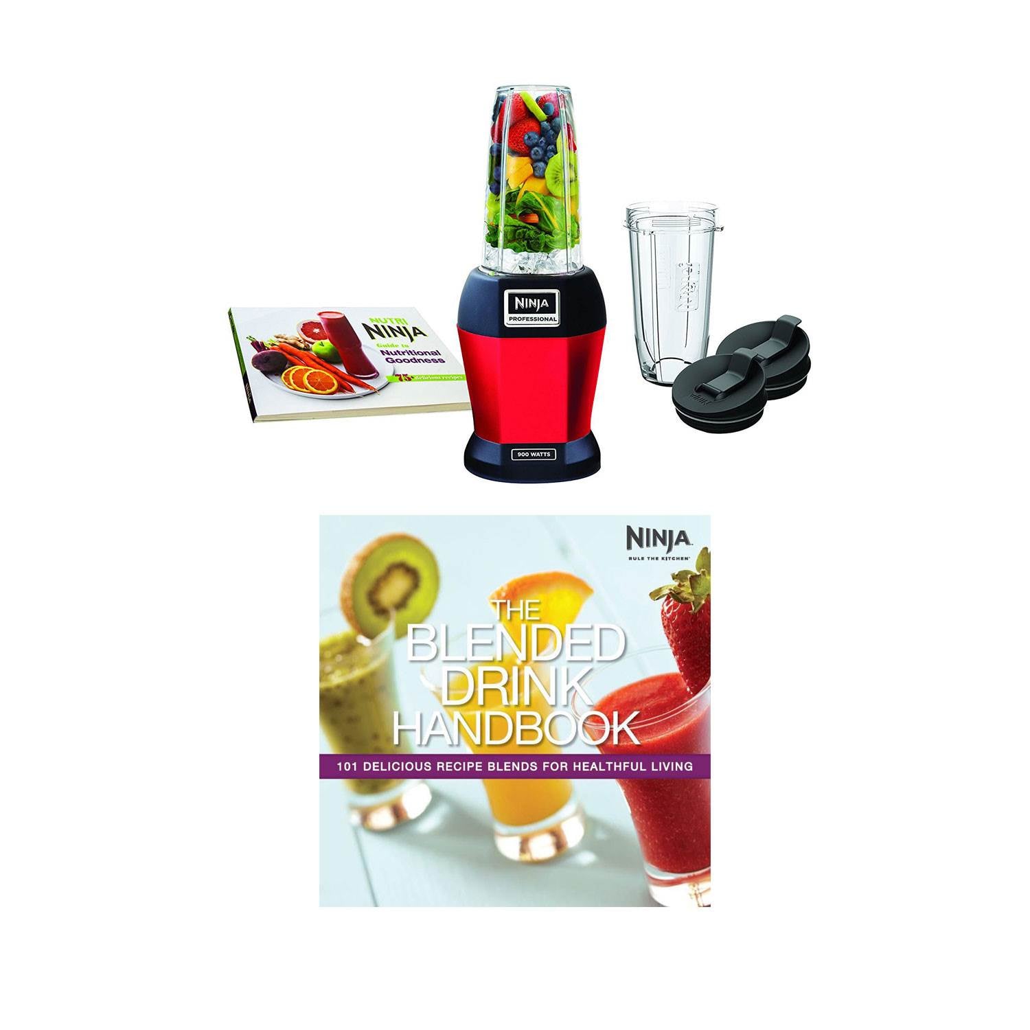 Nutri Ninja 900W Smoothie Blender w/ Ninja Cups + Ninja Blended Drink Handbook