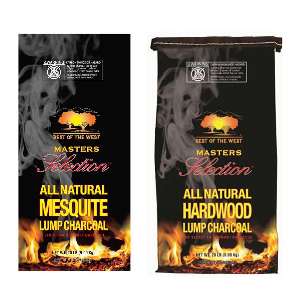 Best of the West All Natural Hardwood and Mesquite Lump Charcoal, 2 20 Lb Bags