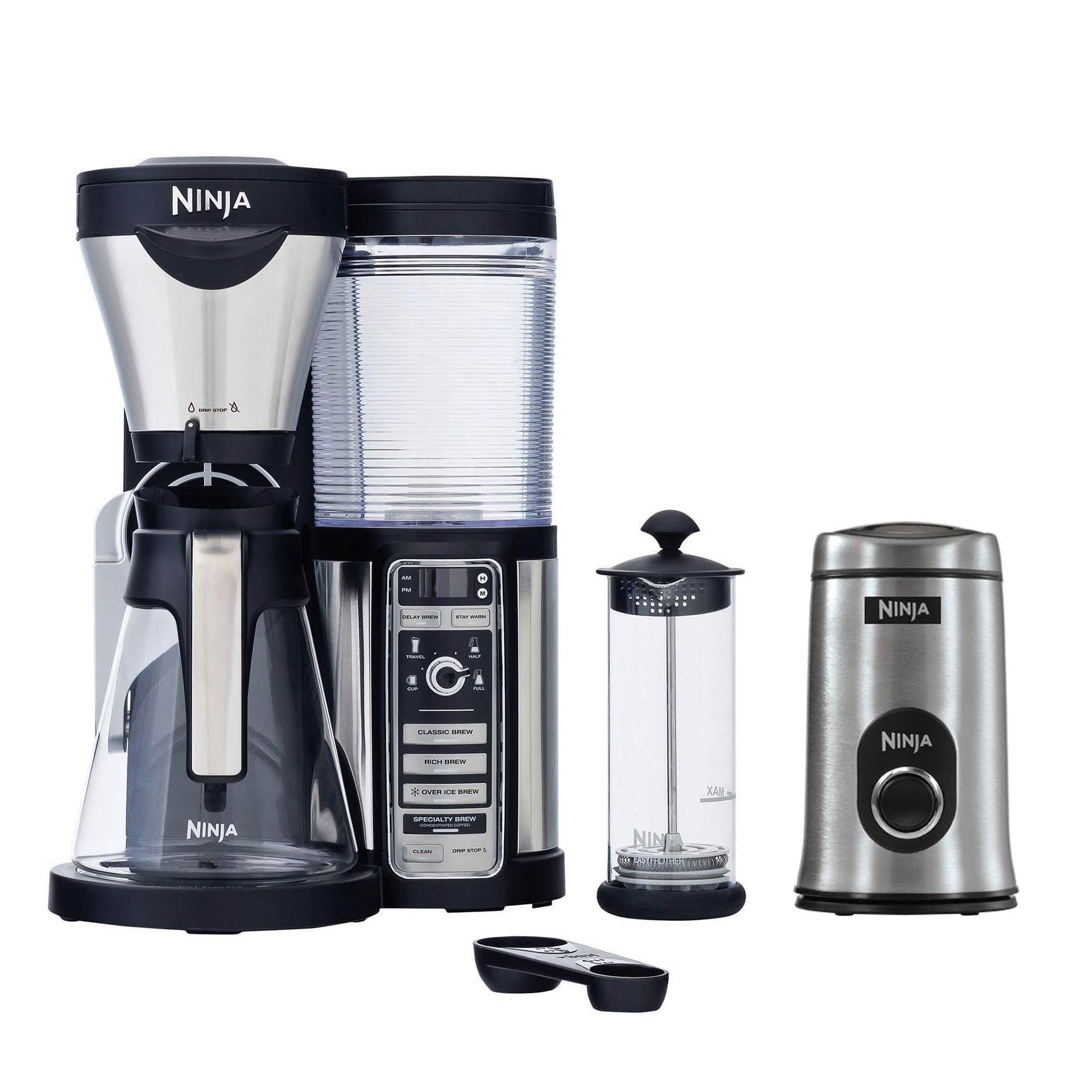 Ninja CF080 Coffee Bar Auto-IQ 1 Touch Brewer Maker w/ Glass Carafe and Grinder