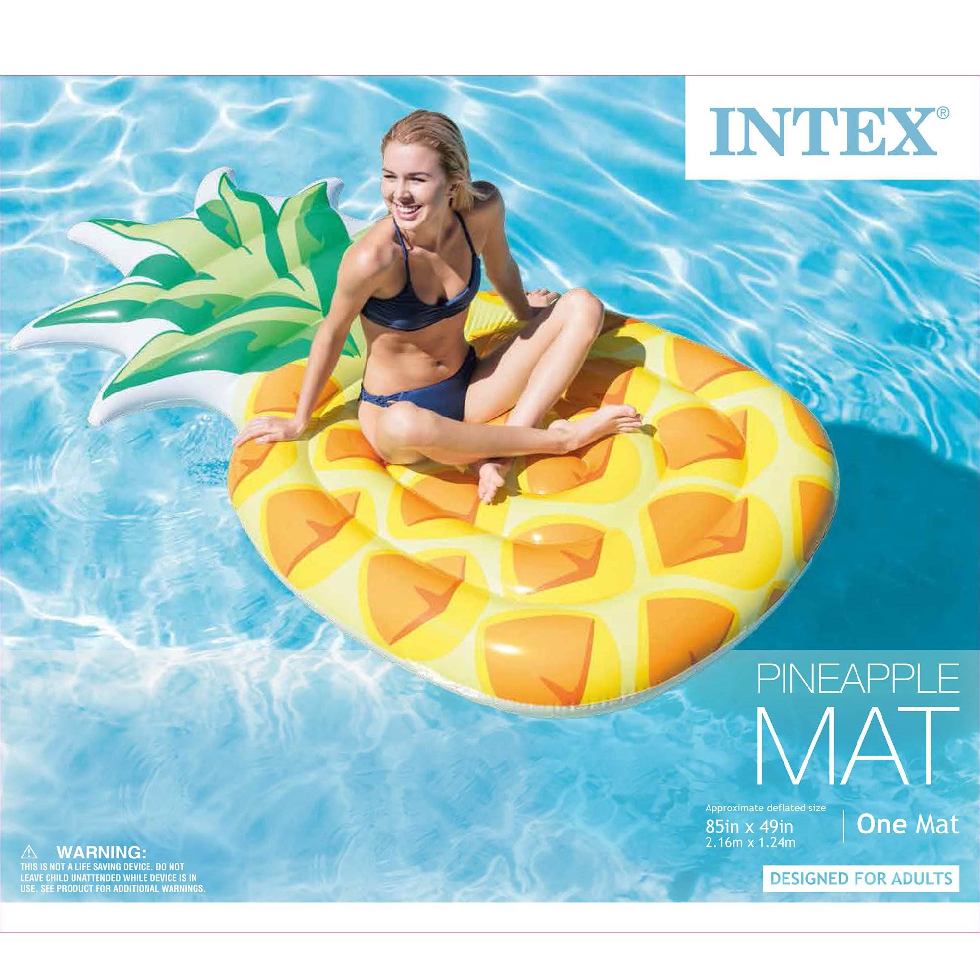 Intex 85" x 49" Giant Inflatable 1 Person Pineapple Swimming Pool Float (2 Pack)