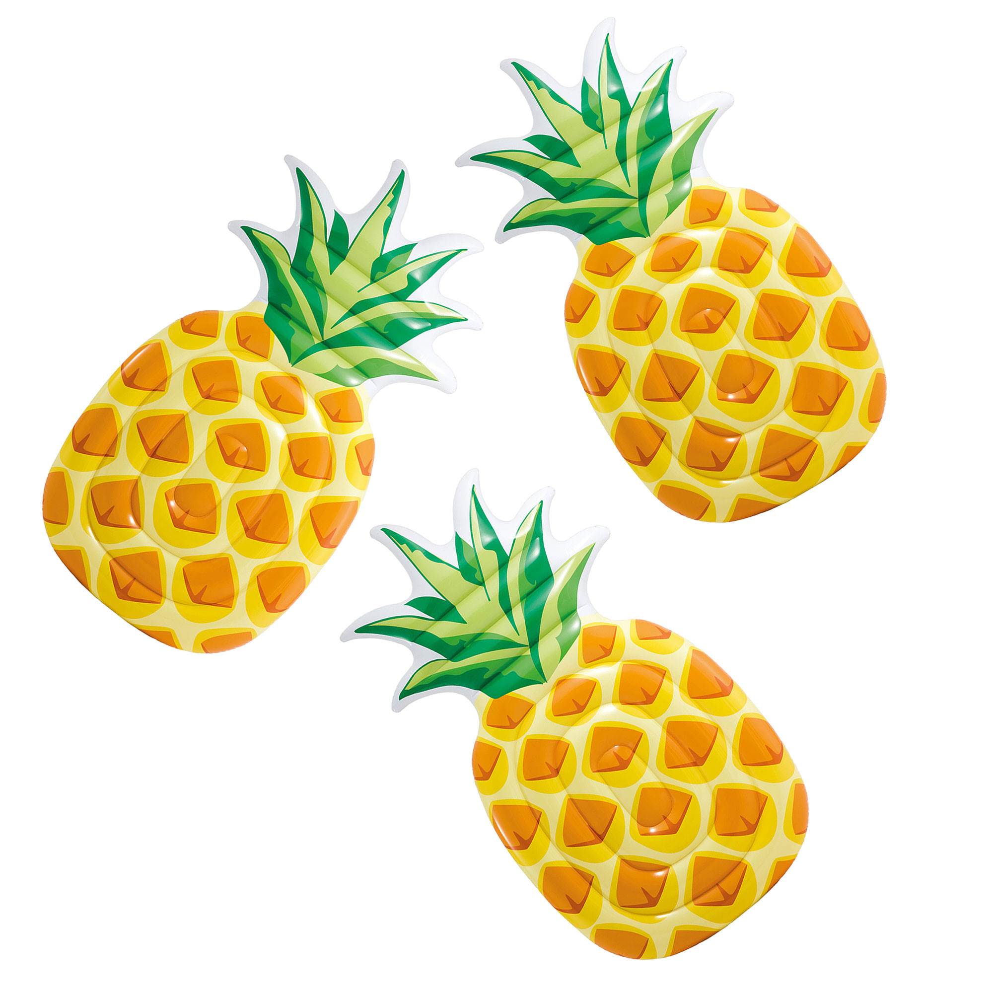 Intex 85" x 49" Giant Inflatable 1 Person Pineapple Swimming Pool Float (3 Pack)