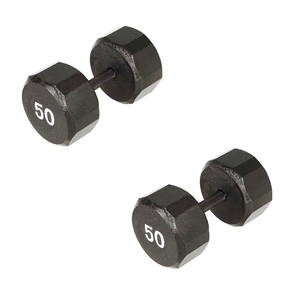 Marcy Pro TSA Hex 50 Pound Iron Home Gym Free Weight Dumbbells, Black (2 Pack)