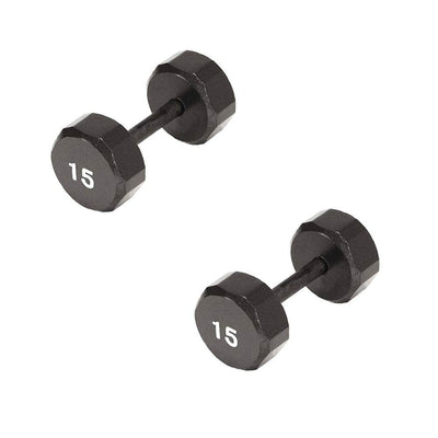 Marcy Pro TSA Hex 15 Pound Iron Home Gym Free Weight Dumbbells, Black (2 Pack)