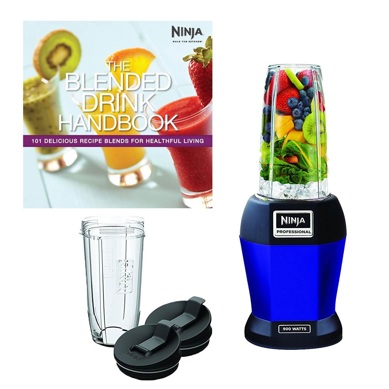 Nutri Ninja Smoothie Blender with 2 Cups + BlueNinja Blended Drink Handbook