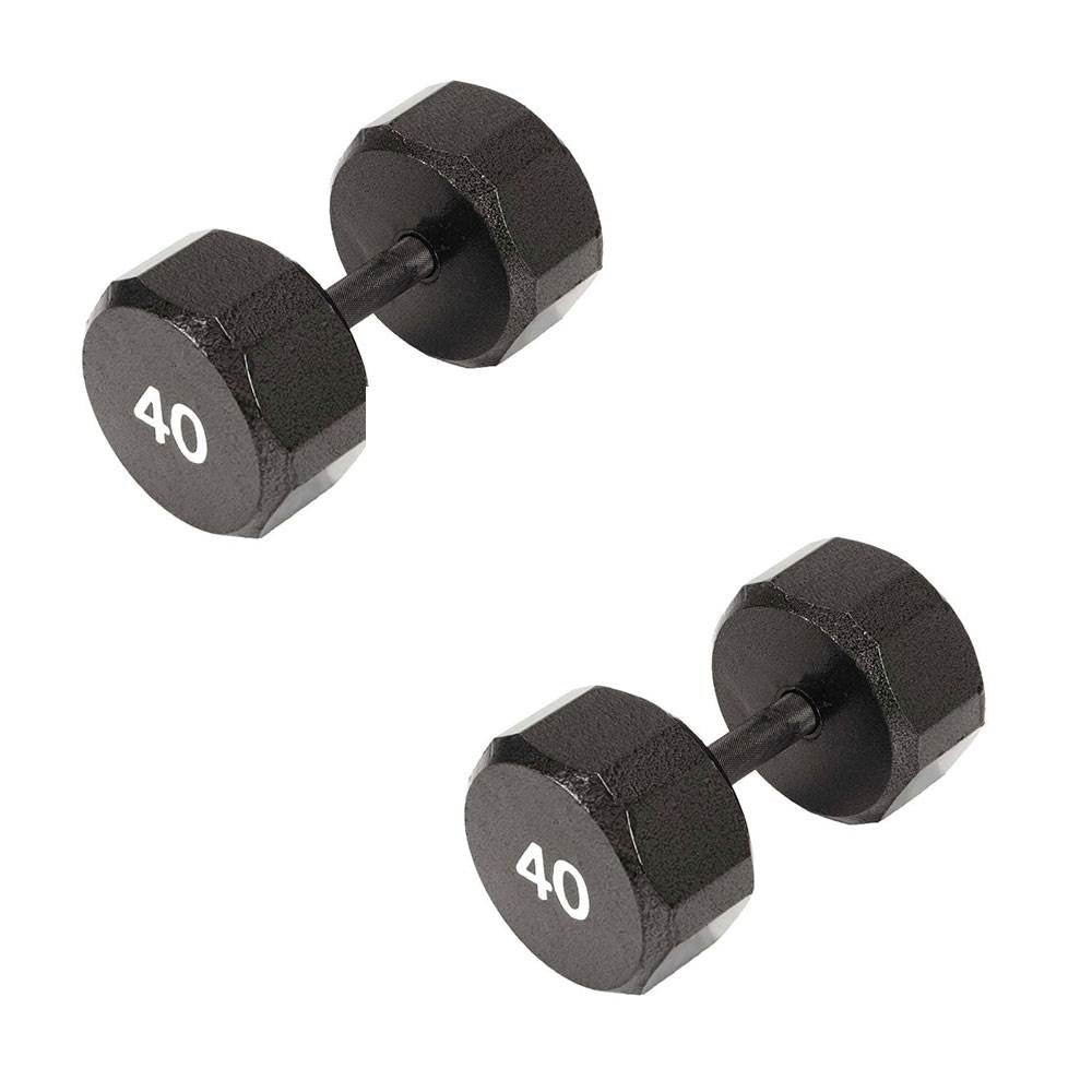 Marcy Pro TSA Hex 40 Pound Iron Home Gym Free Weight Dumbbells, Black (2 Pack)