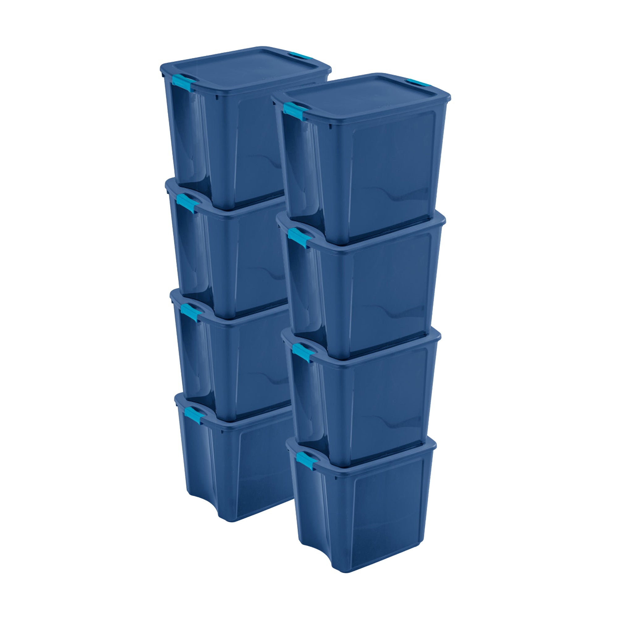 Sterilite 26 Gal Latching Lid Storage Tote Container w/ Handles, Blue (8 Pack) - VMInnovations