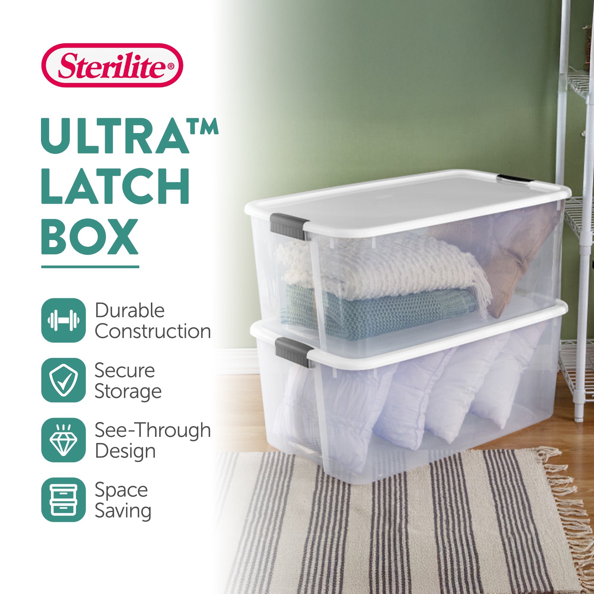 Sterilite 116 Qt Clear Storage Tote, 4 Pack, & 70 Qt Clear Storage Tote, 4 Pack