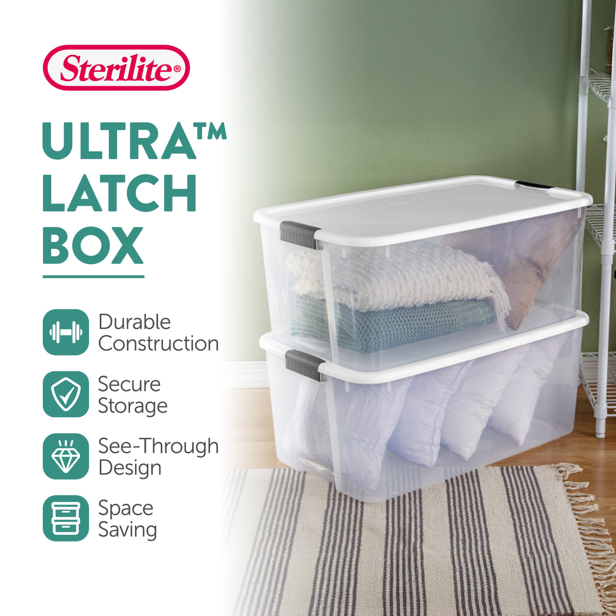 Sterilite 116 Qt Clear Storage Tote, 4 Pack, & 70 Qt Clear Storage Tote, 4 Pack