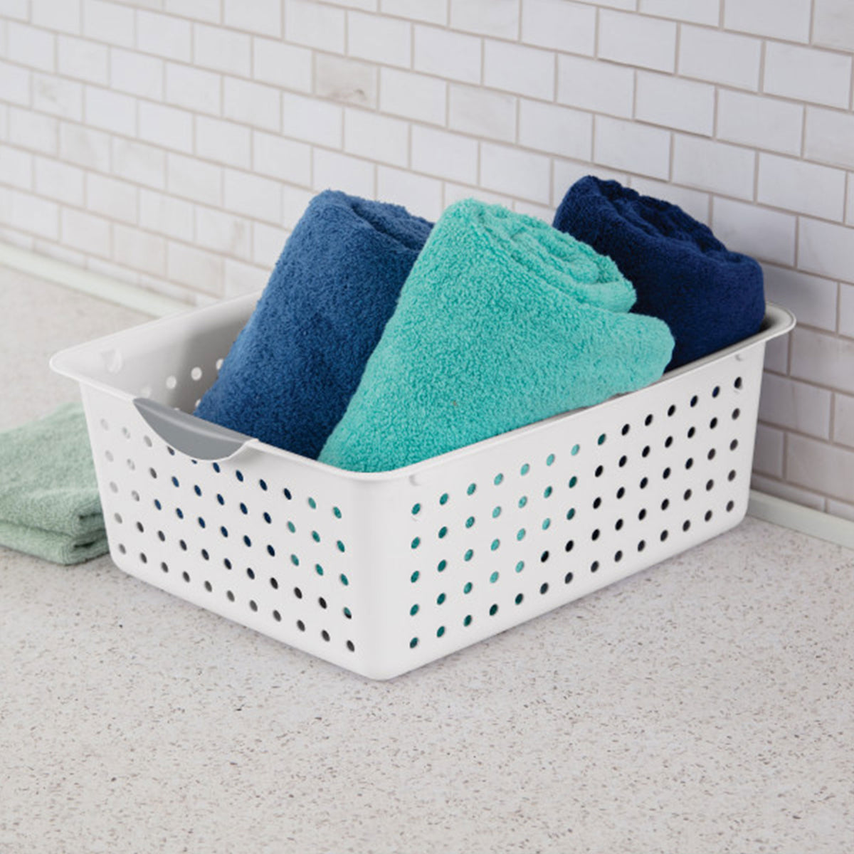 Sterilite Large Ultra Plastic Storage Bin Baskets with Handles, White, 24 Pack