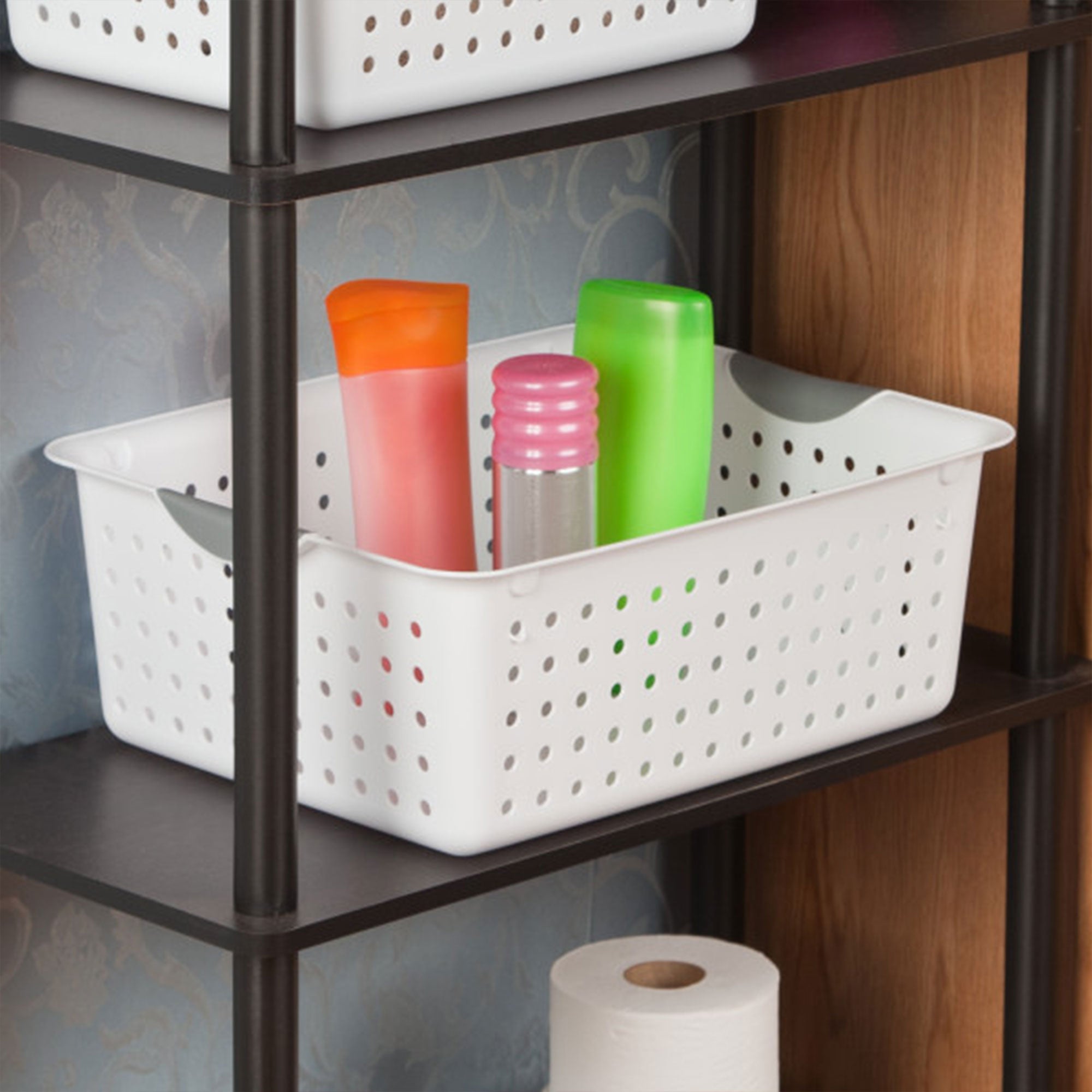 Sterilite Large Ultra Plastic Storage Bin Baskets with Handles, White, 18 Pack