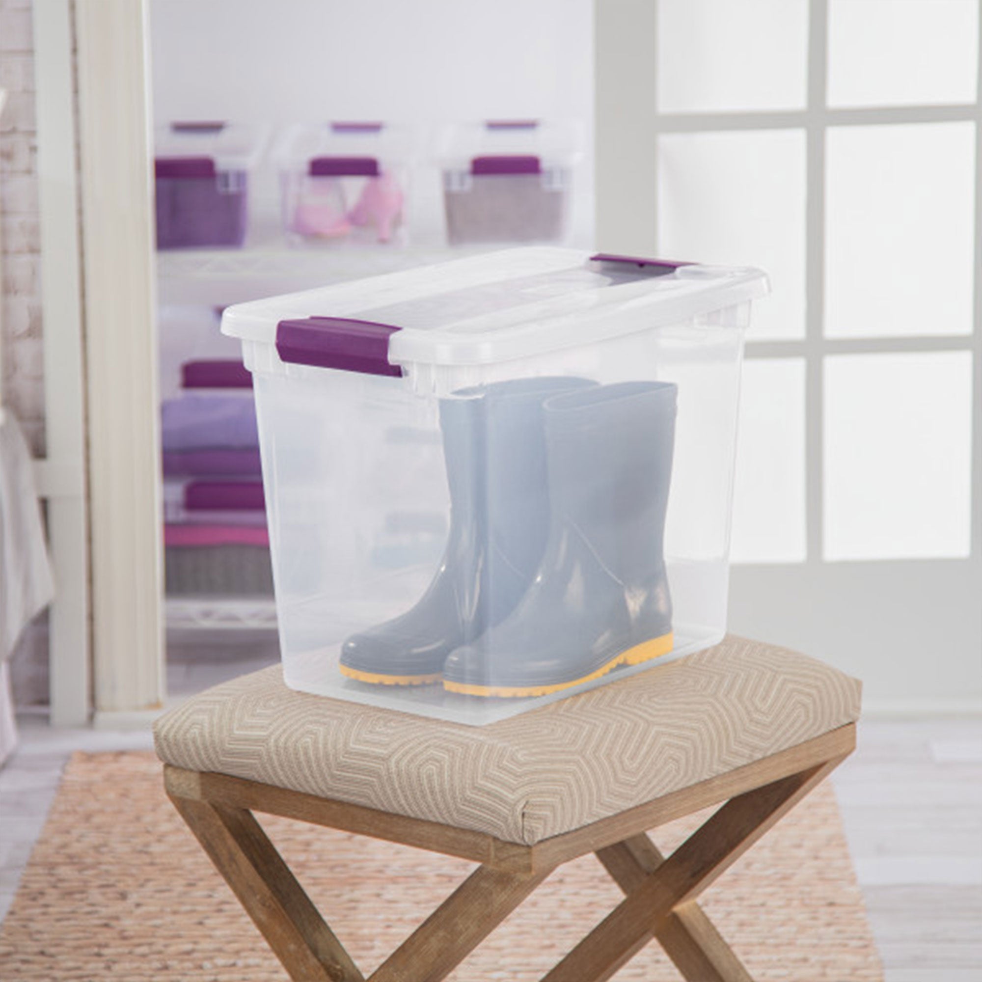 Sterilite 27 Qt ClearView Latch Storage Stackable Bin with Latching Lid, 6 Pack - VMInnovations