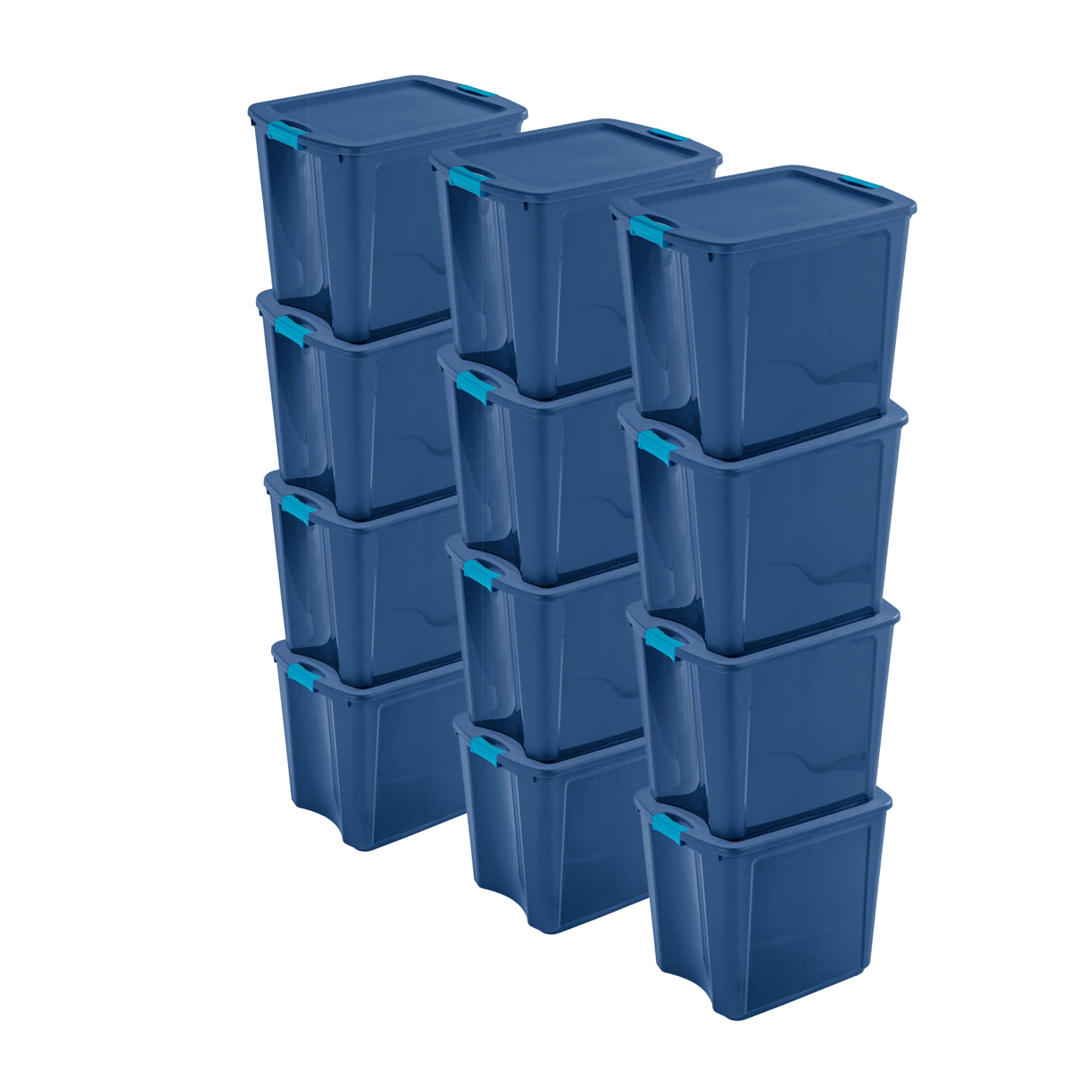 Sterilite 26 Gal Latching Lid Storage Tote Container w/ Handles, Blue (12 Pack) - VMInnovations