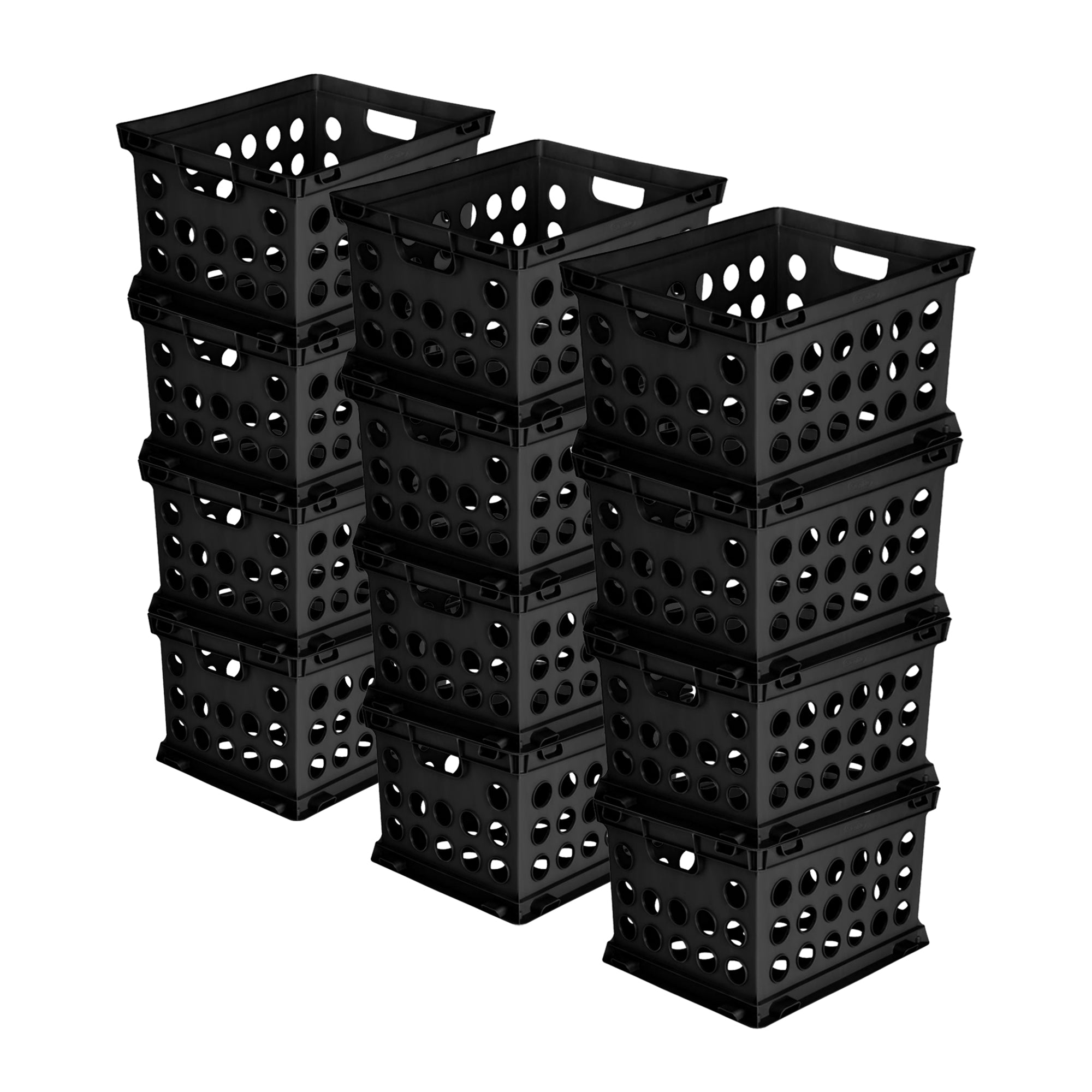Sterilite Stackable Sturdy Storage Crate Organizer Bins with Handles, 12 Pack - VMInnovations