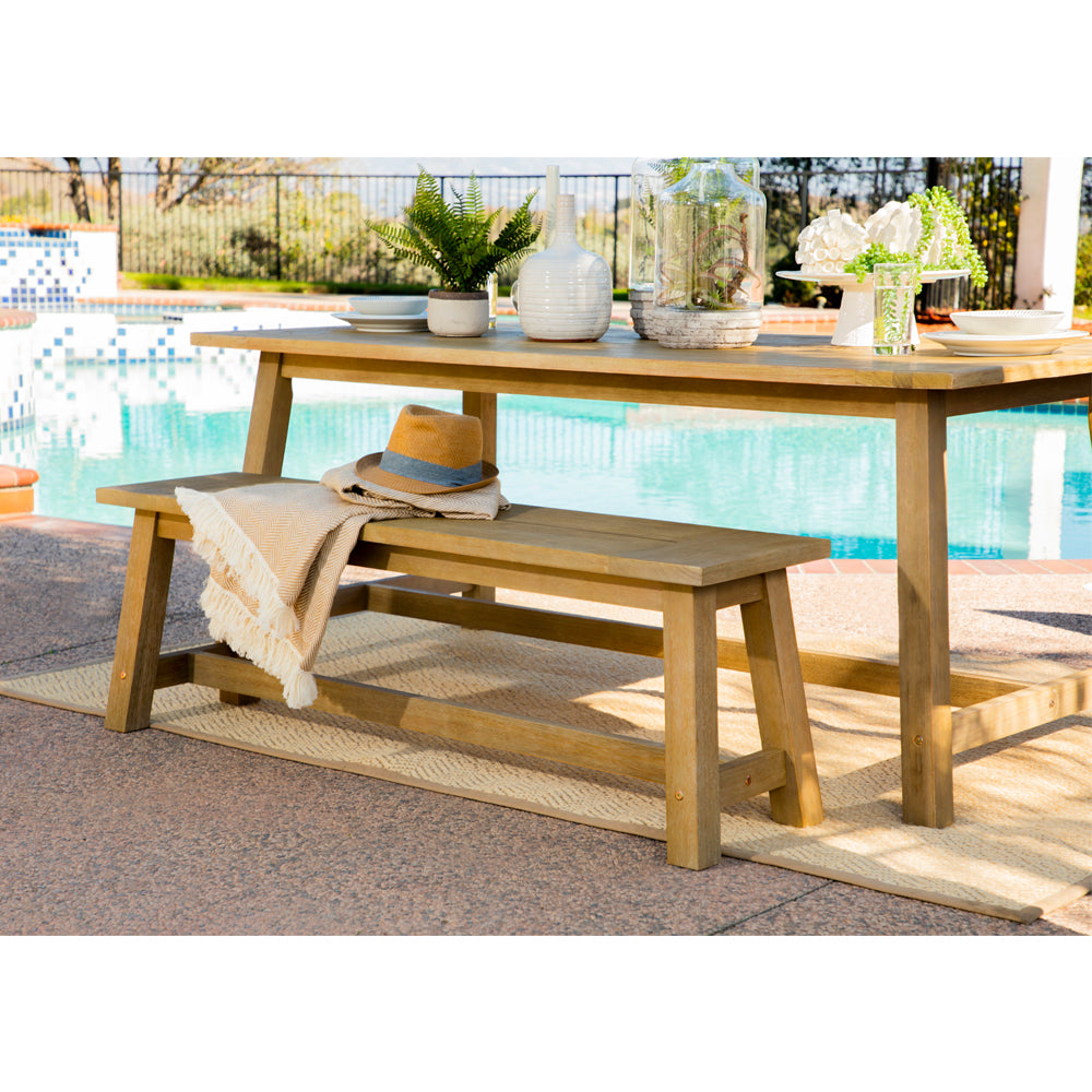Coaster Sierra 6 Piece Eucalyptus Wooden Rectangular Outdoor Dining Set, (Used) - VMInnovations