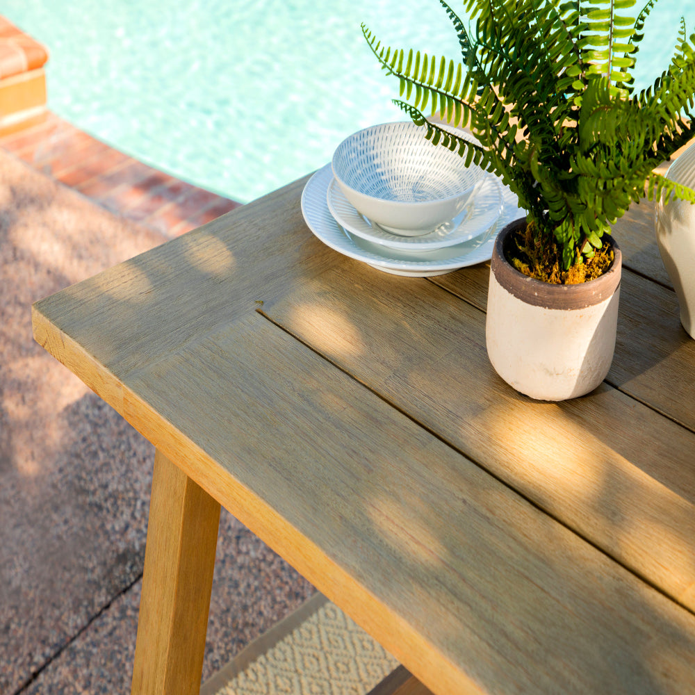 Coaster Sierra 6 Piece Eucalyptus Wooden Rectangular Outdoor Dining Set, (Used) - VMInnovations