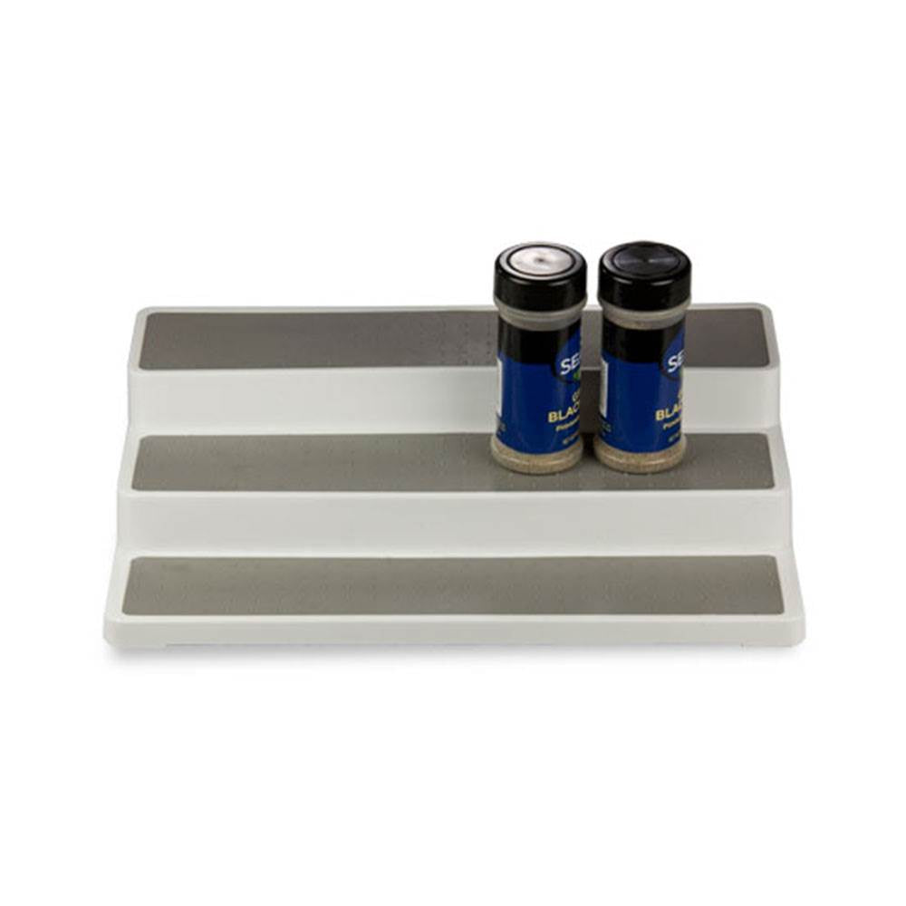 Home Basics Plastic Non Skid 3 Tier Kitchen Cabinet Organizer Spice Rack Shelf