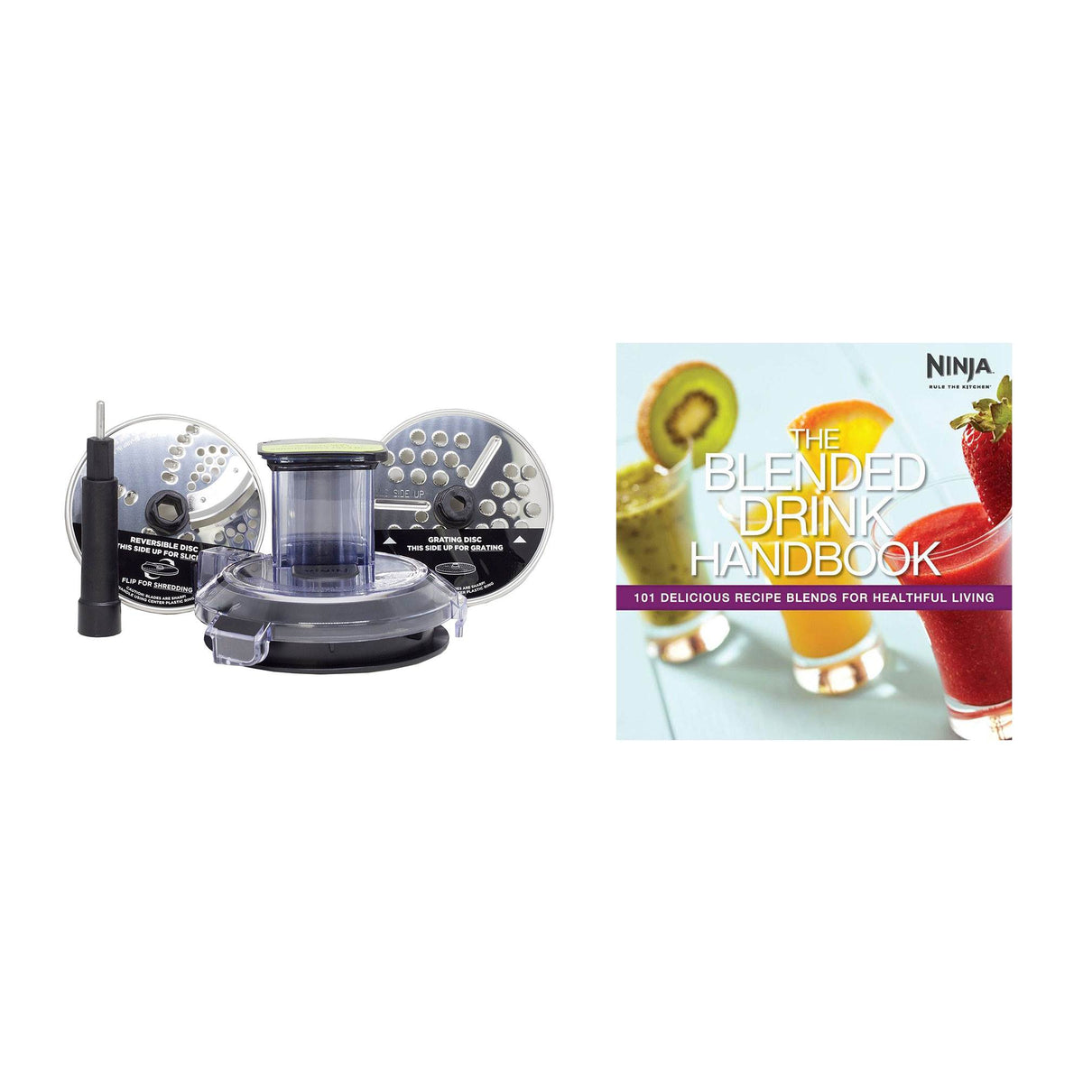 Ninja Kitchen Auto-IQ Food Processor Chute Locking Lid + Blended Drink Handbook