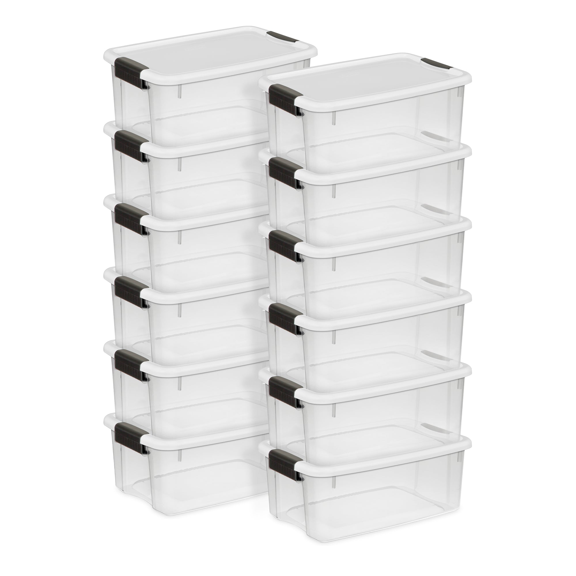 Sterilite 18 Quart Clear Plastic Stackable Storage Bin w/ Latch Lid, (12 Pack) - VMInnovations