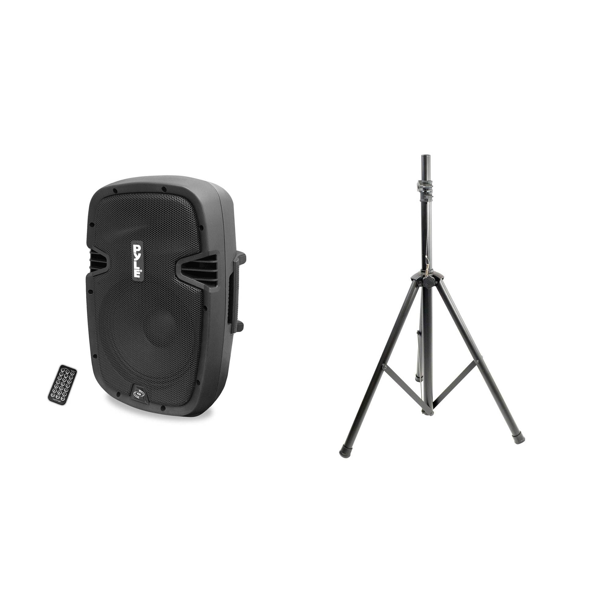 PylePro 8" Bluetooth Speaker (2 Pack) + Pyle 6' Tripod Speaker Stand (2 Pack)