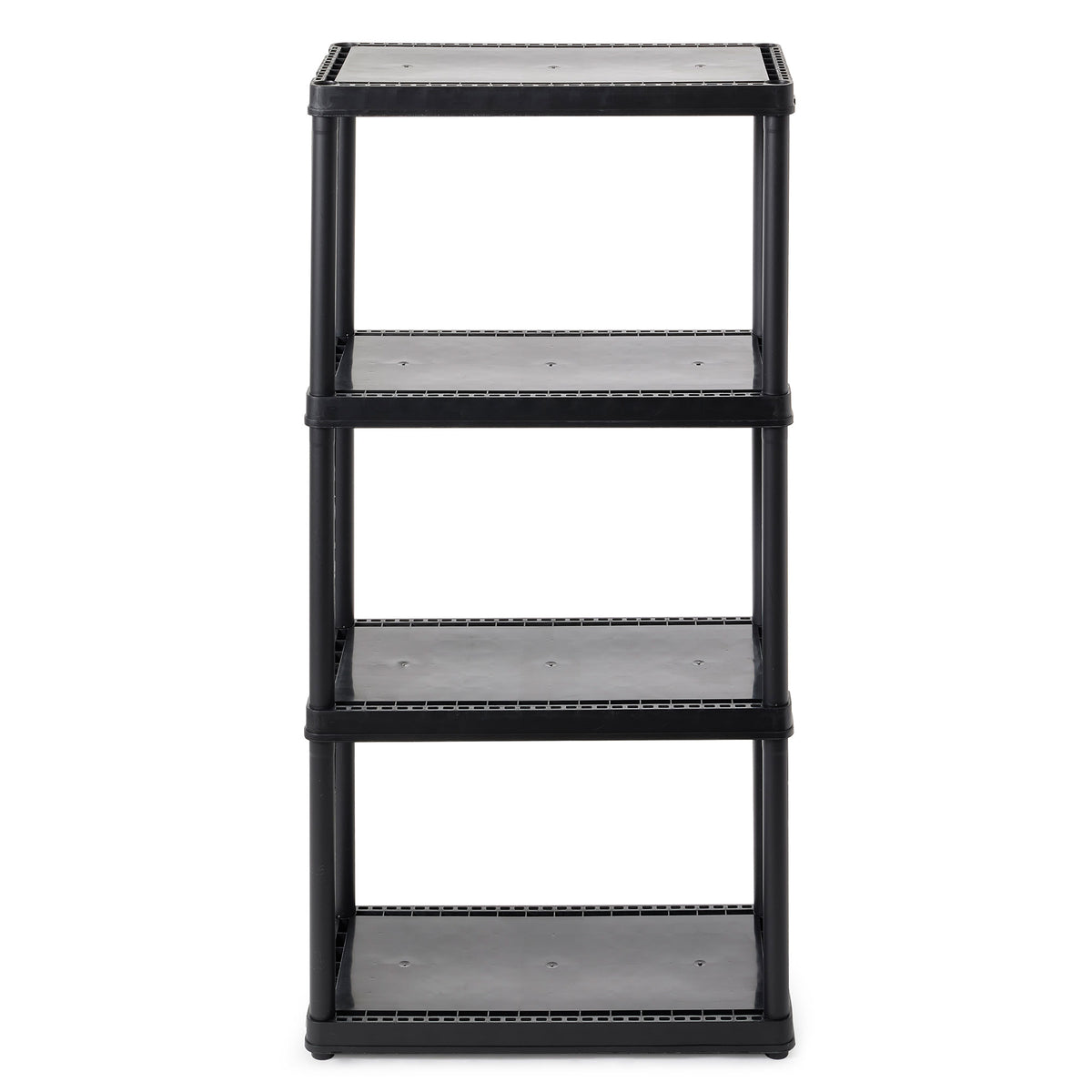 Gracious Living 4-Shelf Resin Indoor Garage Storage Organizer Shelves, Black (Refurbished)
