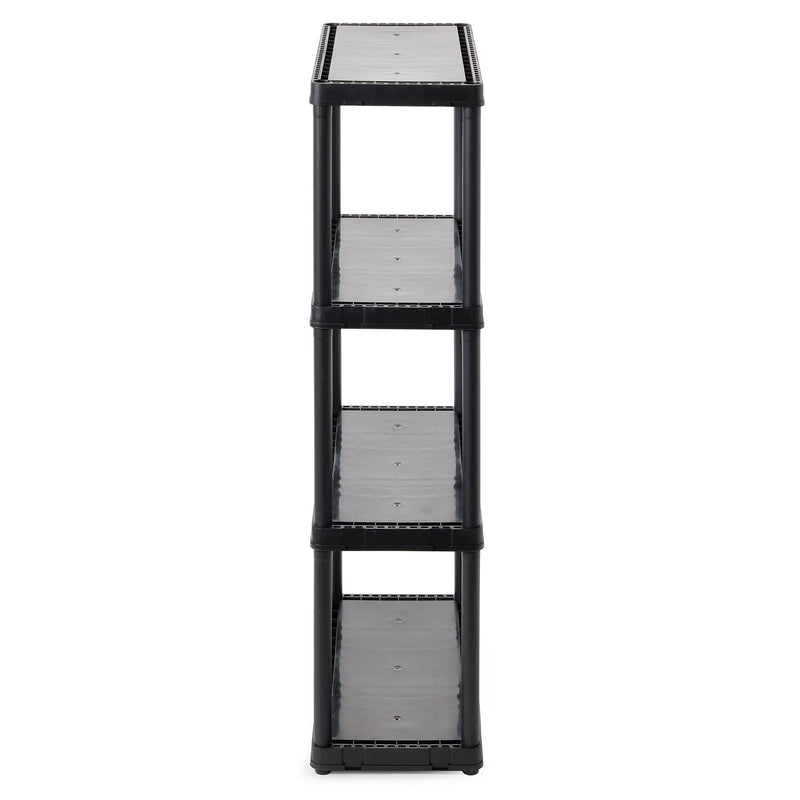 Gracious Living 4 Shelf Fixed Height Light Duty Storage Unit, Black (2 Pack)
