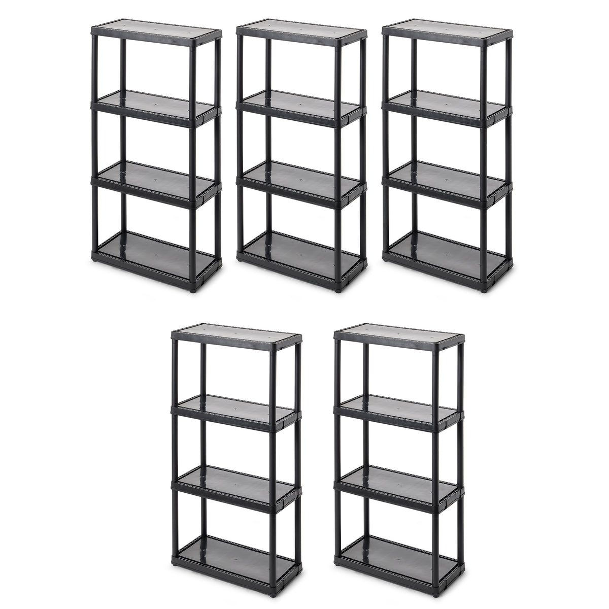 Gracious Living 4-Tier Shelf Indoor Garage Storage Shelving Unit (5 Pack)