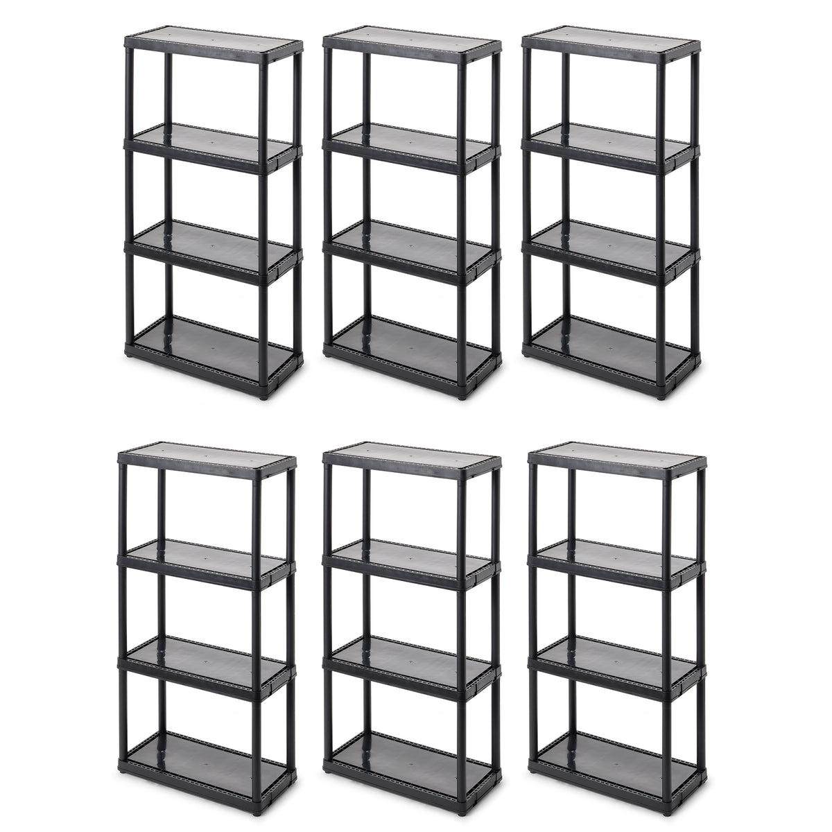 Gracious Living 4 Tier Shelf Indoor Garage Storage Shelving Unit (6 Pack)