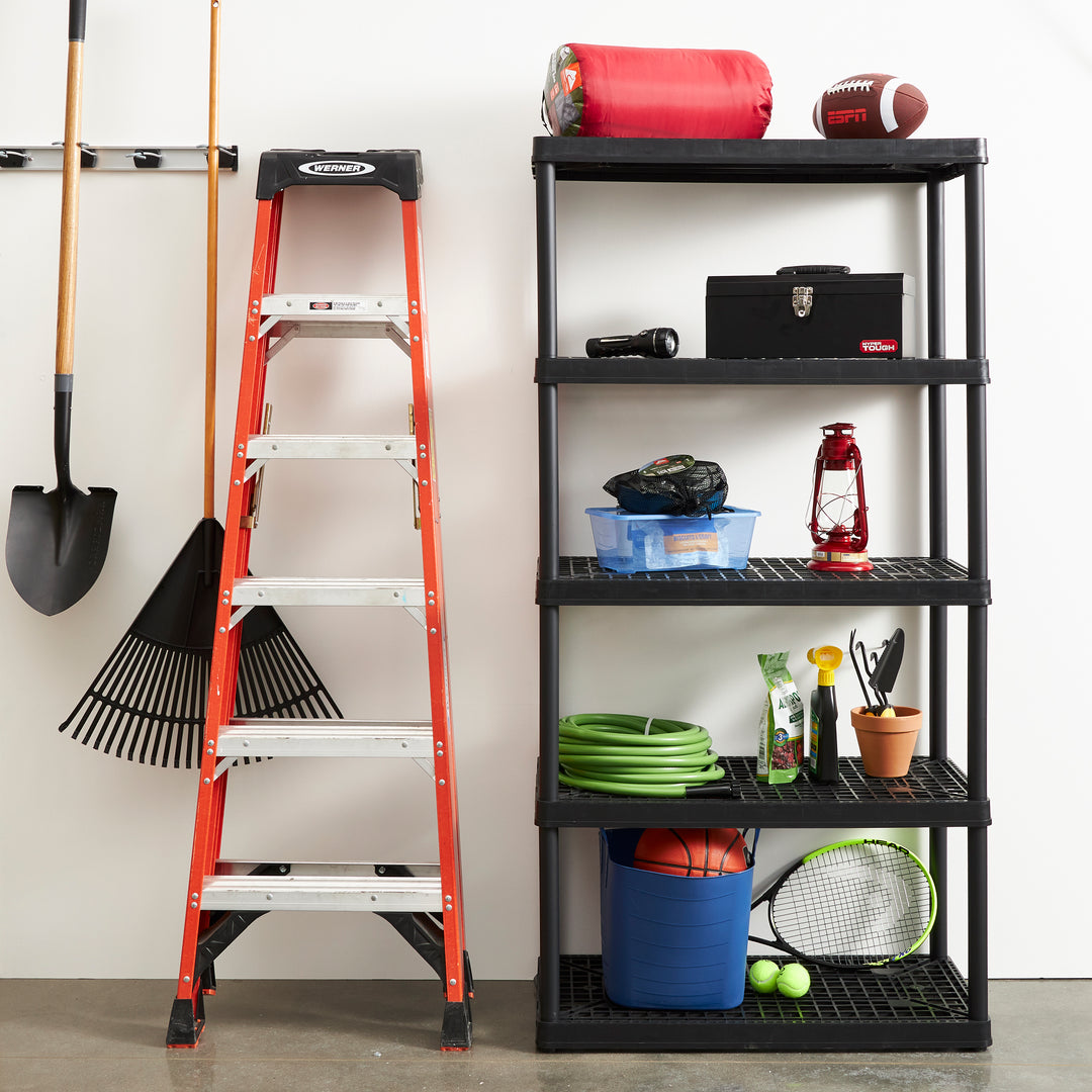 Gracious Living 5 Shelf Fixed Height Ventilated Heavy Duty Shelving Unit, Black - VMInnovations