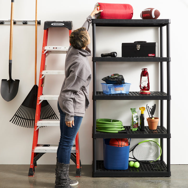 Gracious Living 5 Shelf Fixed Height Ventilated Heavy Duty Shelving Unit, Black - VMInnovations